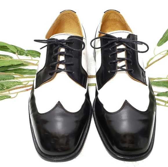 Johnston Murphy Black White Wingtip 